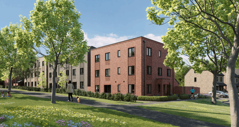 A CGI image of a street on The Lower Acre