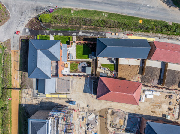 Aerial snapshot taken of the Lower Acre at One Horton Heath - showing the show homes and houses being built