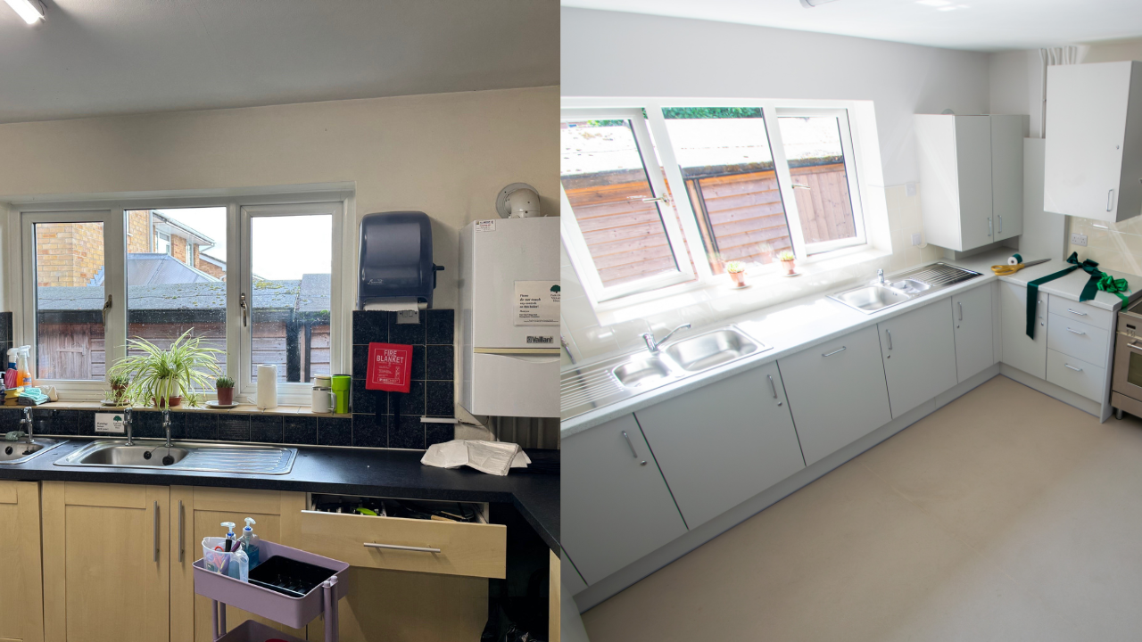 Before and after kitchen refurb - old dark and dated , now to light and airy