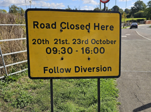Advance Warning (yellow) Sign - road closure on The Avenue and Chalcroft Way